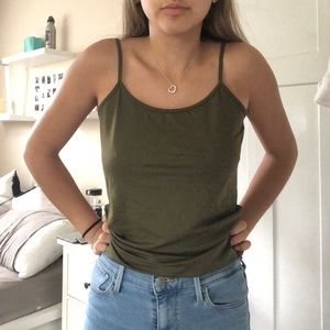 zara olive green cami tank